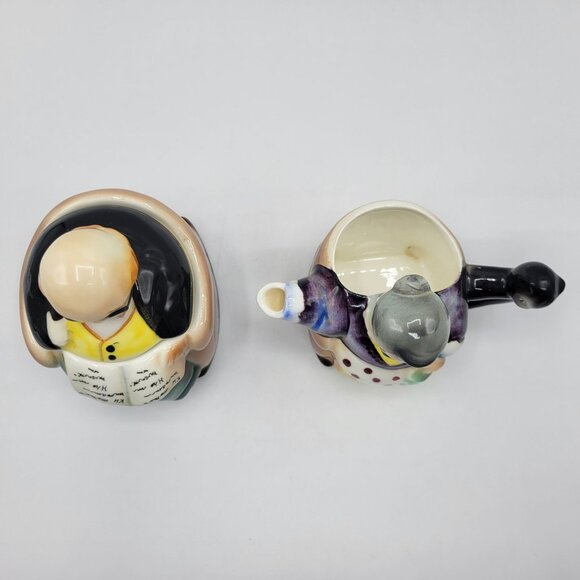 Vintage Hand Painted Japan Grandparents Creamer & Sugar Bowl Set - Picture 4 of 15